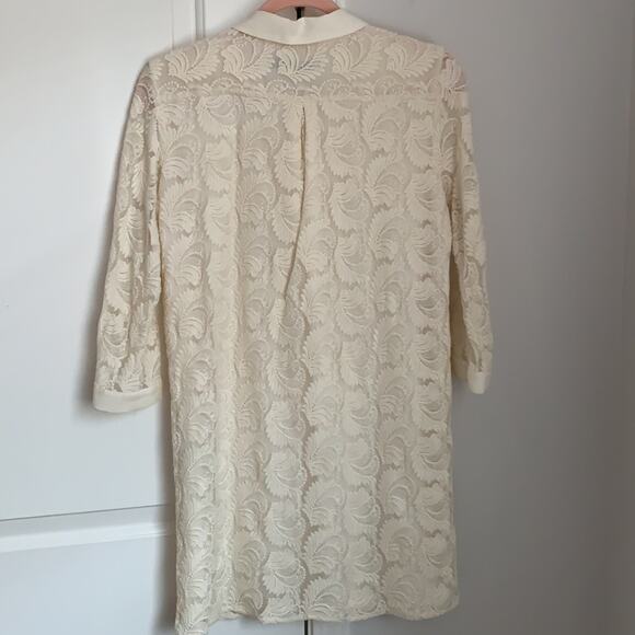 Zara Cream Lace Shirt Dress with Jewel Buttons - Picture 6 of 6